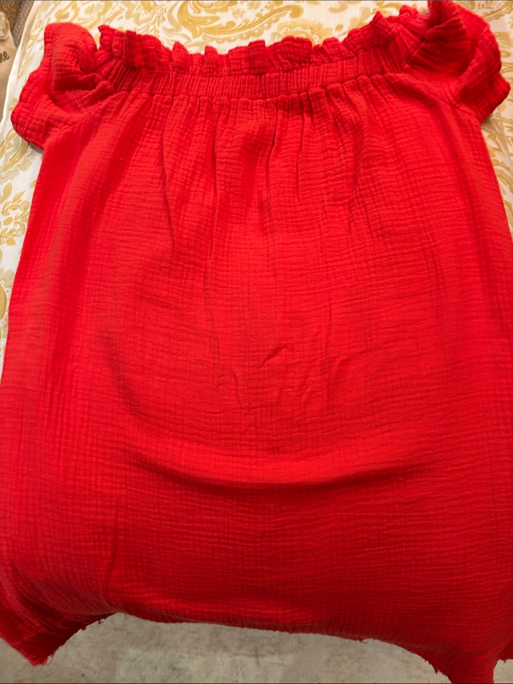 Red Off-Shoulder Ruffled Top